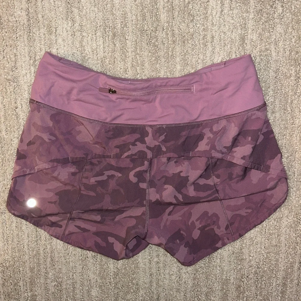 Lululemon Purple Camo Speed Up High Rise Shorts - Picture 2 of 3